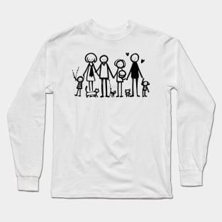 Stick figure family in black ink Long Sleeve T-Shirt